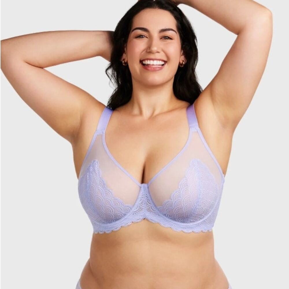 HSIA Lavender Mermaid Scales Lace Underwire Bra Full Coverage Size 34G NWT